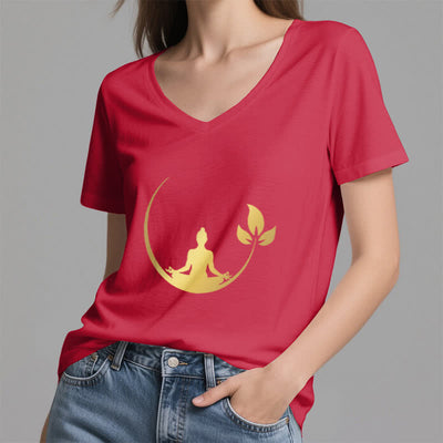Olivenorma Yoga Lotus Buddha Meditation V-Neck T-Shirt - image 18