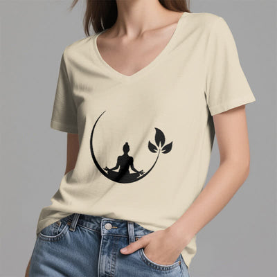 Olivenorma Yoga Lotus Buddha Meditation V-Neck T-Shirt - image 24