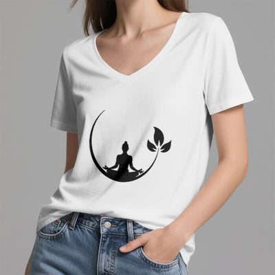 Olivenorma Yoga Lotus Buddha Meditation V-Neck T-Shirt - image 5