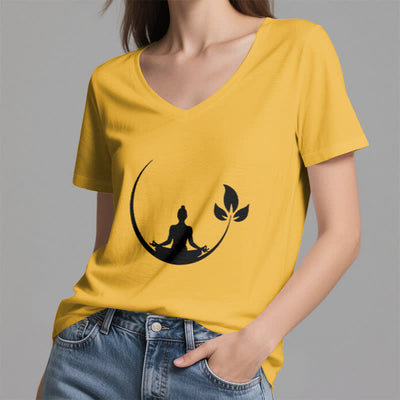 Olivenorma Yoga Lotus Buddha Meditation V-Neck T-Shirt - image 2