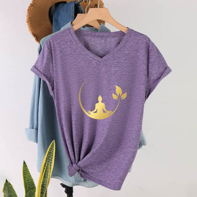 Olivenorma Yoga Lotus Buddha Meditation V-Neck T-Shirt - image 29