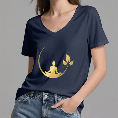 Olivenorma Yoga Lotus Buddha Meditation V-Neck T-Shirt - image 8