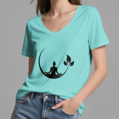 Olivenorma Yoga Lotus Buddha Meditation V-Neck T-Shirt - image 26