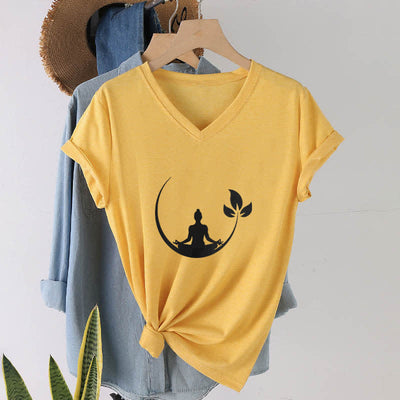 Olivenorma Yoga Lotus Buddha Meditation V-Neck T-Shirt - image 3