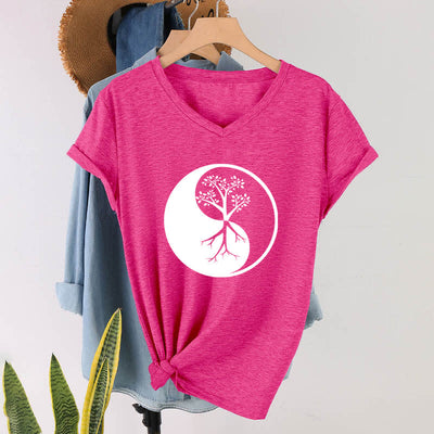 Olivenorma Yin Yang Tree Yoga Meditation V-Neck T-Shirt - image 21