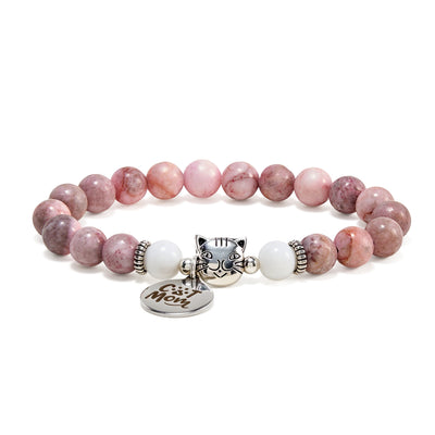 Olivenorma Proud Cat Mom Handmade Cat Lover Crystal Bracelet - image 3