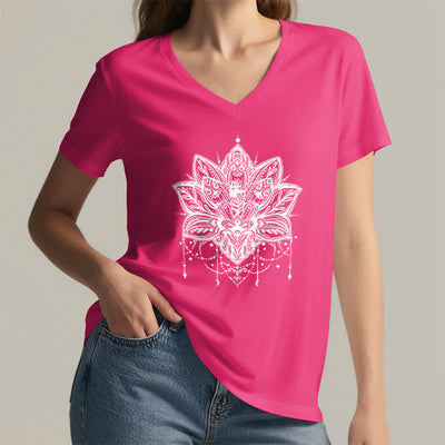 Olivenorma Lotus Printed V-Neck T-Shirt - image 20