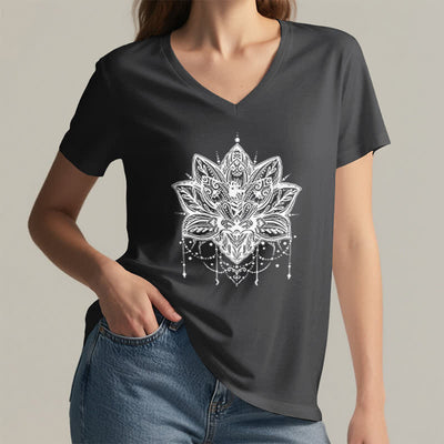 Olivenorma Lotus Printed V-Neck T-Shirt - image 12