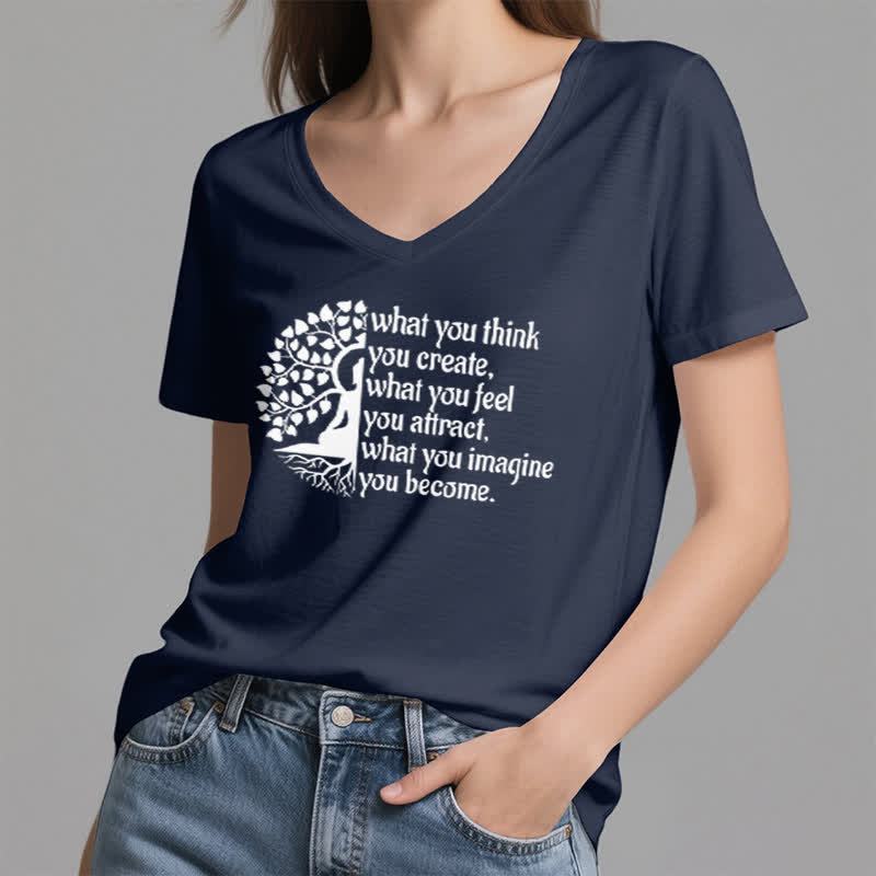 Olivenorma "What You Think You Create" V-Neck T-Shirt - image 4