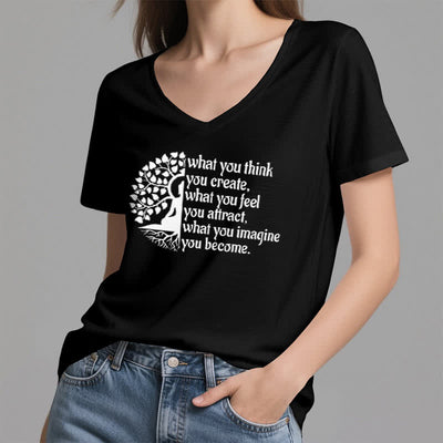 Olivenorma "What You Think You Create" V-Neck T-Shirt - image 12