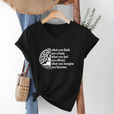 Olivenorma "What You Think You Create" V-Neck T-Shirt - Black - 2XL - image 11