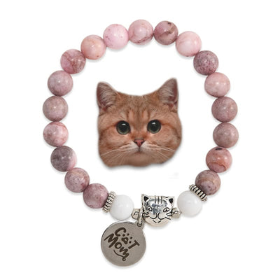 Olivenorma Proud Cat Mom Handmade Cat Lover Crystal Bracelet - Cat Mom Bracelet - image 1