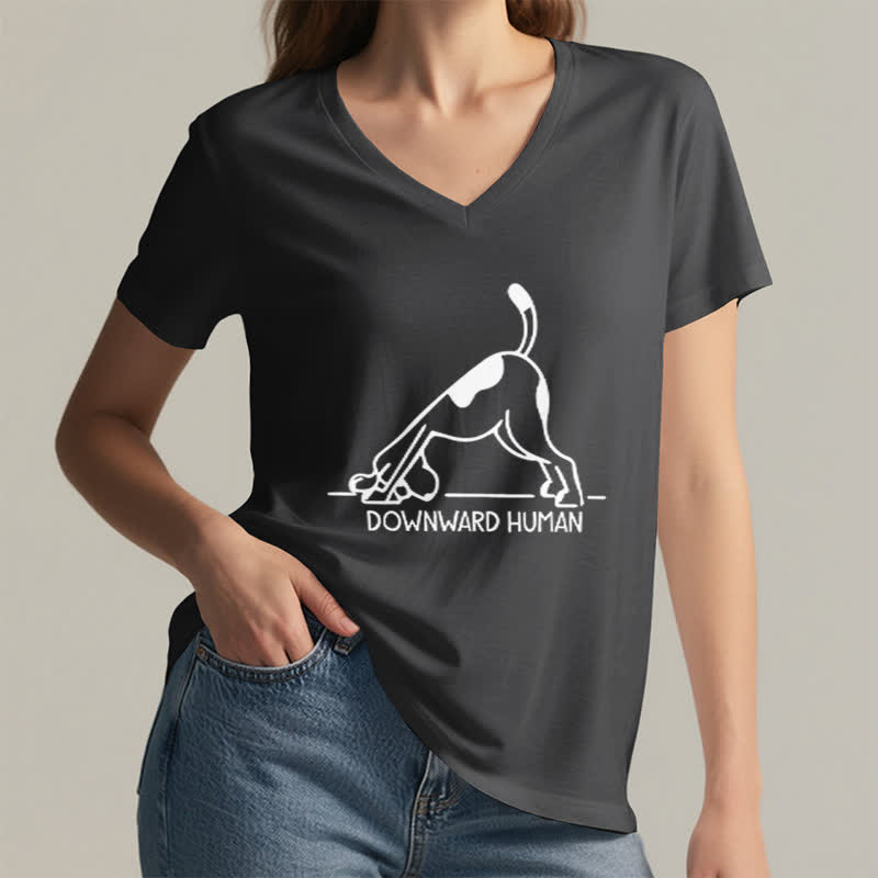 Olivenorma Downward-Facing Dog Yoga V-Neck T-Shirt - image 26