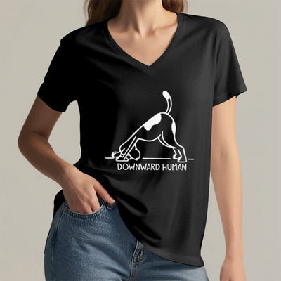 Olivenorma Downward-Facing Dog Yoga V-Neck T-Shirt - image 25