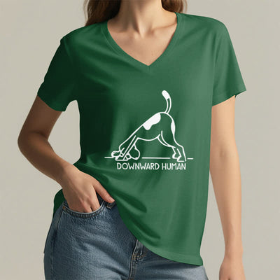 Olivenorma Downward-Facing Dog Yoga V-Neck T-Shirt - image 8