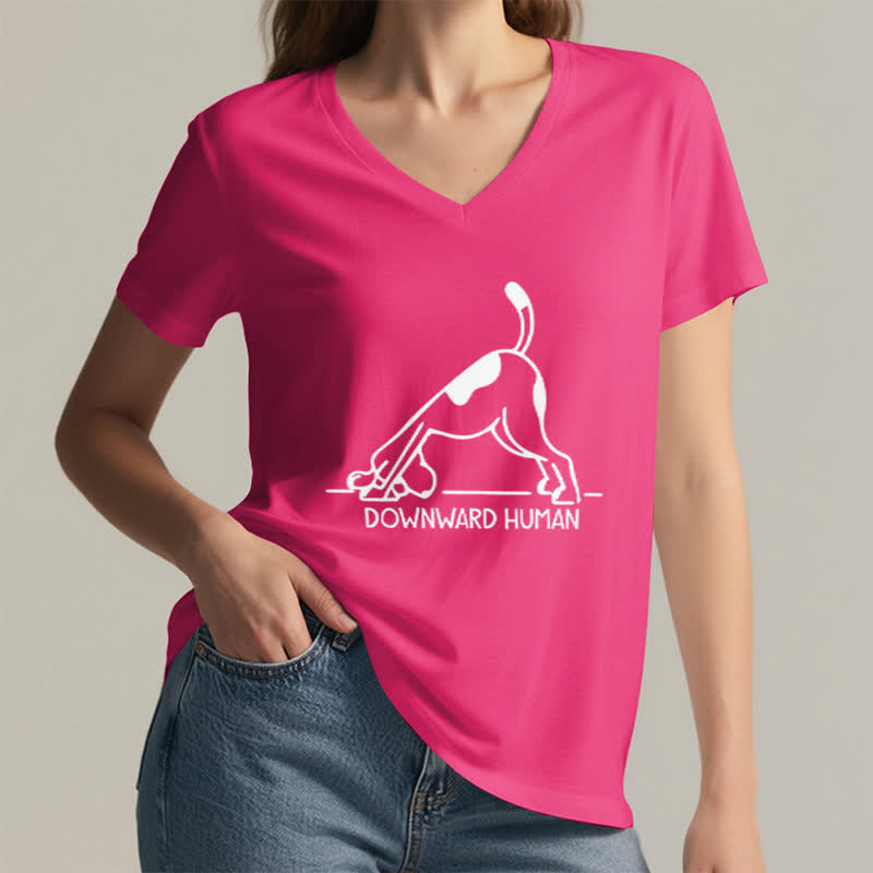 Olivenorma Downward-Facing Dog Yoga V-Neck T-Shirt - image 20