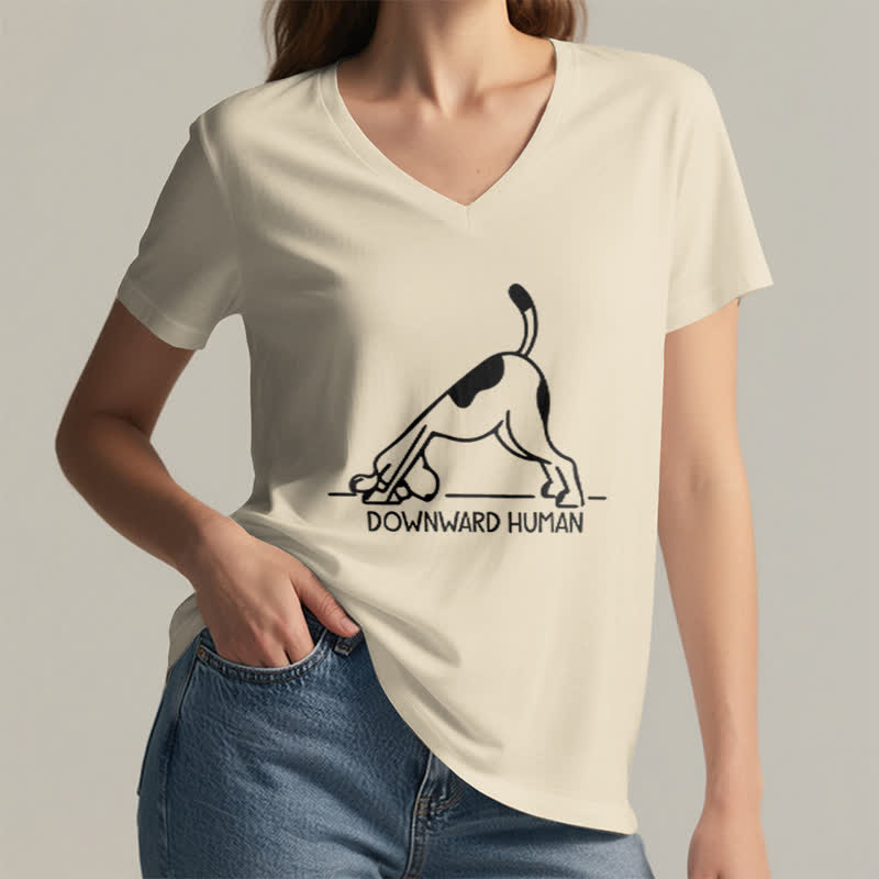Olivenorma Downward-Facing Dog Yoga V-Neck T-Shirt - image 22