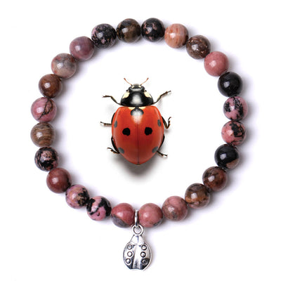 Olivenorma Lucky 7 Ladybug Charm Gemstone Bracelet - Rhodonite - image 25