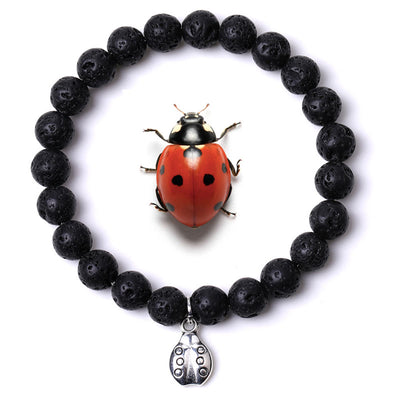 Olivenorma Lucky 7 Ladybug Charm Gemstone Bracelet - Lava Stone - image 41