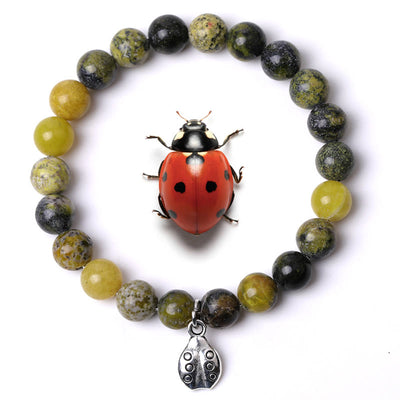 Olivenorma Lucky 7 Ladybug Charm Gemstone Bracelet - Seed-Green Turquoise - image 3