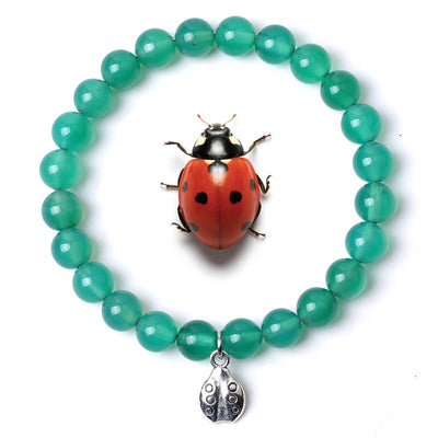 Olivenorma Lucky 7 Ladybug Charm Gemstone Bracelet - Green Agate - image 15
