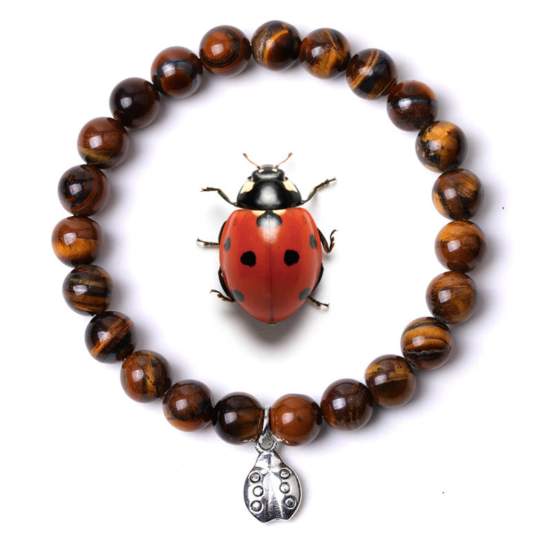 Olivenorma Lucky 7 Ladybug Charm Gemstone Bracelet - Tiger Eye - image 23