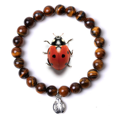 Olivenorma Lucky 7 Ladybug Charm Gemstone Bracelet - Tiger Eye - image 23