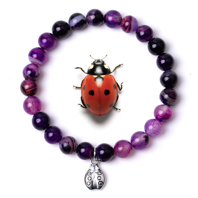 Olivenorma Lucky 7 Ladybug Charm Gemstone Bracelet - Amethyst - image 11