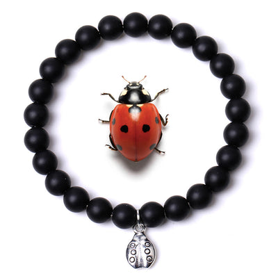 Olivenorma Lucky 7 Ladybug Charm Gemstone Bracelet - Black Onyx - image 39