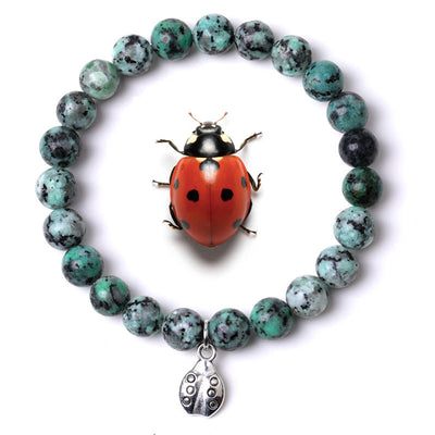 Olivenorma Lucky 7 Ladybug Charm Gemstone Bracelet - African Turquoise - image 17