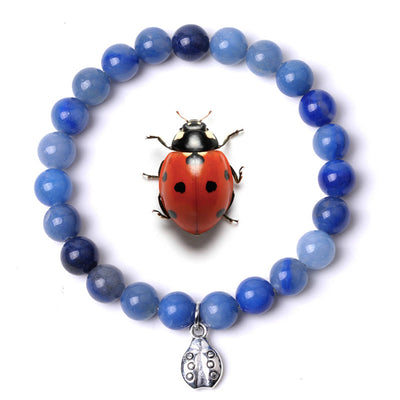 Olivenorma Lucky 7 Ladybug Charm Gemstone Bracelet - Blue Aventurine - image 13