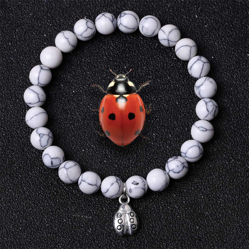 Olivenorma Lucky 7 Ladybug Charm Gemstone Bracelet - Howlite - image 49