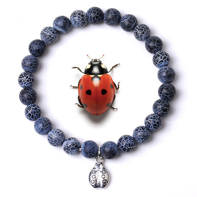 Olivenorma Lucky 7 Ladybug Charm Gemstone Bracelet - Black Agate - image 45