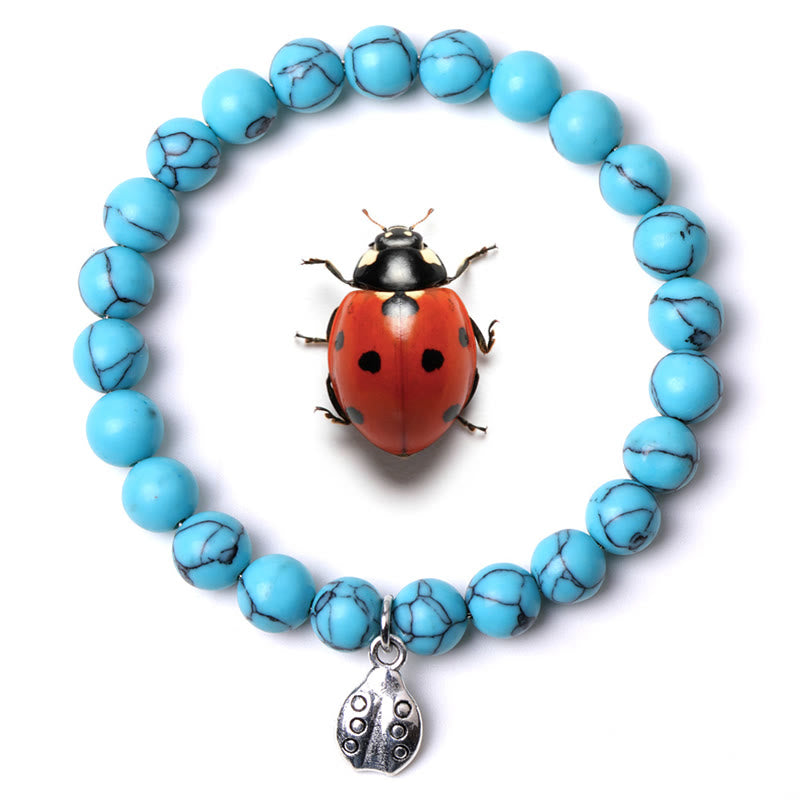 Olivenorma Lucky 7 Ladybug Charm Gemstone Bracelet - Turquoise - image 47