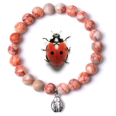Olivenorma Lucky 7 Ladybug Charm Gemstone Bracelet - Red Net Agate - image 29