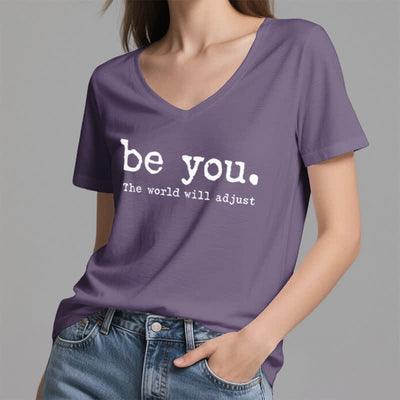 Olivenorma "Be You The World Will Adjust" V-Neck T-Shirt - image 26