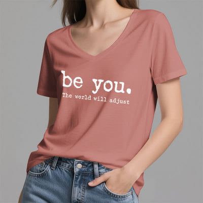 Olivenorma "Be You The World Will Adjust" V-Neck T-Shirt - image 18
