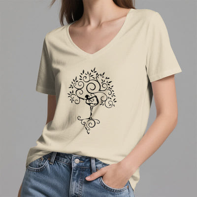 Olivenorma Yoga Tree Pose V-Neck T-Shirt - image 21