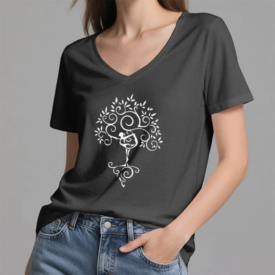 Olivenorma Yoga Tree Pose V-Neck T-Shirt - image 16