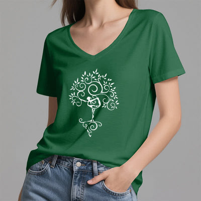 Olivenorma Yoga Tree Pose V-Neck T-Shirt - image 24