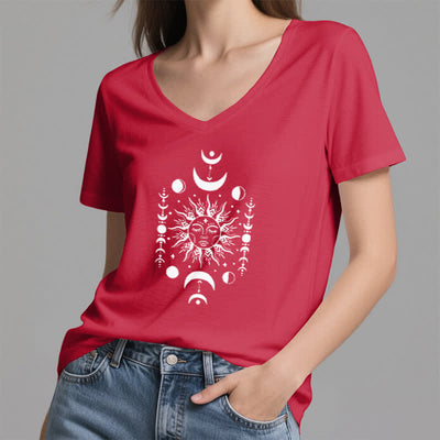 Olivenorma Sun And Moon Aesthetic Yoga V-Neck T-Shirt - image 14
