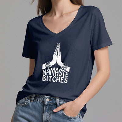 Olivenorma Funny Namaste Meditation Yoga V-Neck T-Shirt - image 5