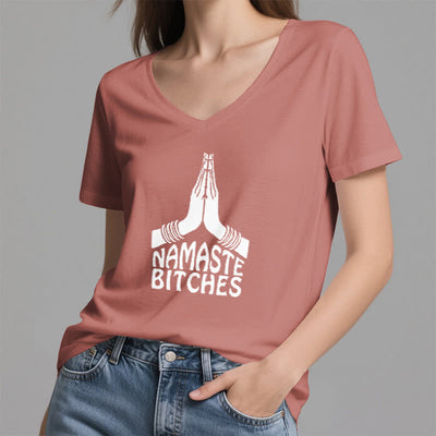 Olivenorma Funny Namaste Meditation Yoga V-Neck T-Shirt - image 19
