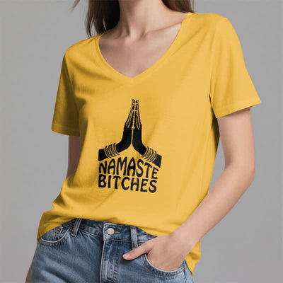 Olivenorma Funny Namaste Meditation Yoga V-Neck T-Shirt - image 17