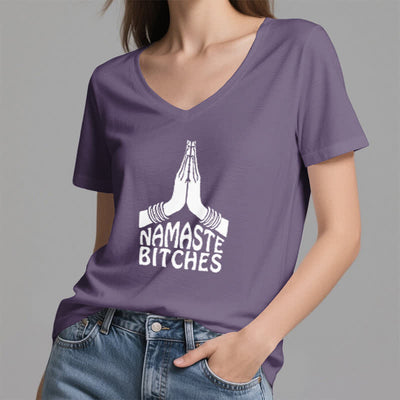 Olivenorma Funny Namaste Meditation Yoga V-Neck T-Shirt - image 27