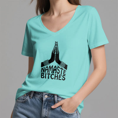 Olivenorma Funny Namaste Meditation Yoga V-Neck T-Shirt - image 25