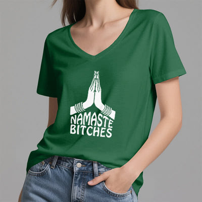 Olivenorma Funny Namaste Meditation Yoga V-Neck T-Shirt - image 7
