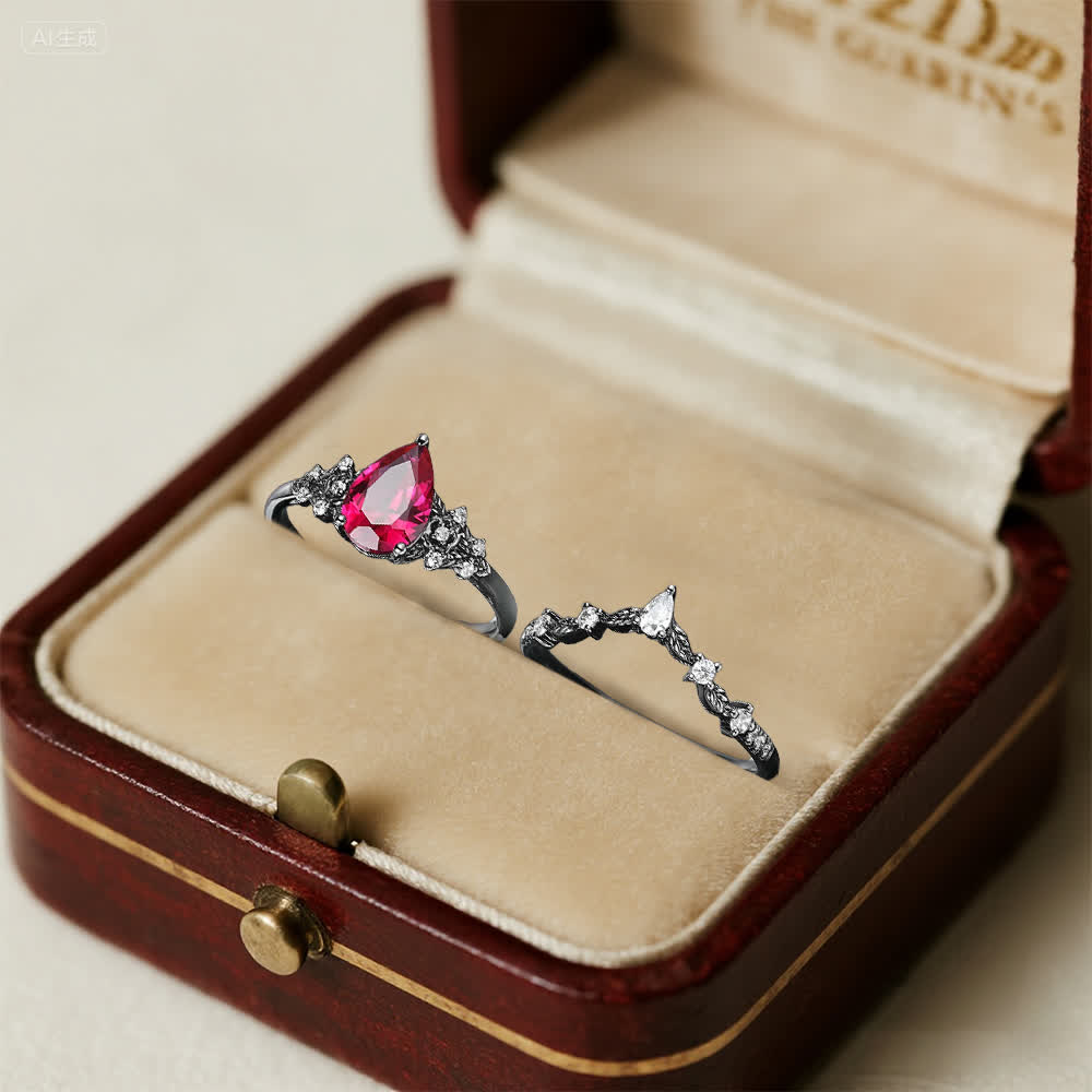 Olivenorma The Guardian's Crown Garnet & Obsidian Ring - image 4
