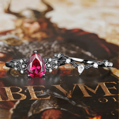 Olivenorma The Guardian's Crown Garnet & Obsidian Ring - image 5