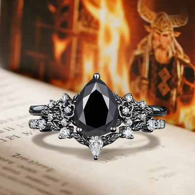 Olivenorma The Guardian's Crown Garnet & Obsidian Ring - Obsidian - US 10 - image 10